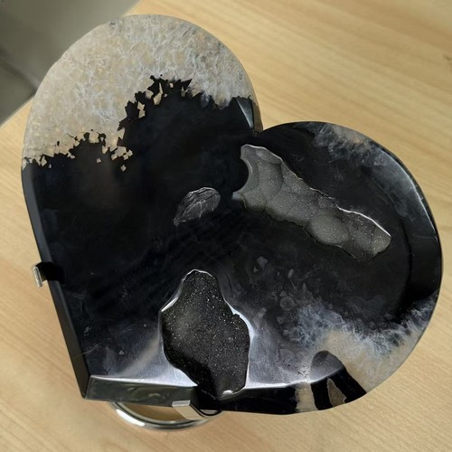 Cuore agata nera grande - , 1,1